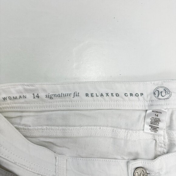 Westport Signature Fit Relaxed Crop Women's size 14 White Denim Jeans - Picture 3 of 5